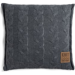 Knit Factory Sasha Sierkussen - Antraciet - 50x50 cm - Inclusief kussenvulling