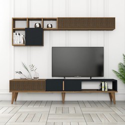 TV Meubel Set Milan TV Walnoot Antraciet Melamine 180x40x35 cm