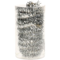 1x stuks folie tinsel slingers/guirlandes zilver 20 meter kerstslingers - Kerstslingers