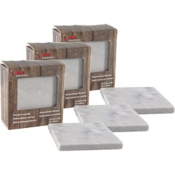 Set van 12 glazenonderzetters marmer steen 10 cm - Glazenonderzetters