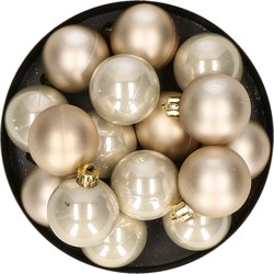 32x stuks kunststof kerstballen champagne 4 cm - Kerstbal