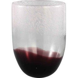 PTMD Leno Rond Windlicht - H20 x Ø14 cm - Glas - Rood