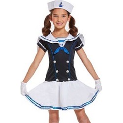 Matrozen - Marine Kostuum - Meisjes - Matroos Kostuum - Matrozen - Jurk - Carnavalskleding - Verkleedkleding - Feest - 4-6 Jaar