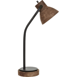 Beliani KOLAR - Tafellamp-Donkere houtkleur-Mangohout