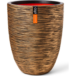 Vaas elegant laag rib d46xh58 cm zwart goud