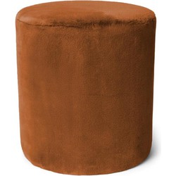 Essenza Poef Furry Poef Leather brown Round