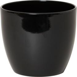 Floran plantenpot/bloempot voor binnen keramiek glans zwart H22.5 x D25 cm - Plantenpotten