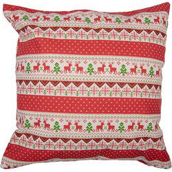 Clayre & Eef Kussenhoes 44x44 cm Rood Polyester Katoen Vierkant