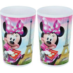 Disney Minnie Mouse beker - 2x - 220 ml - kunststof - drinkbeker - Bekers