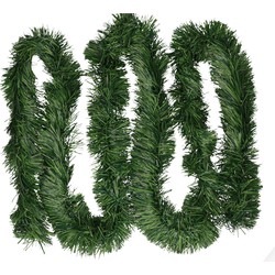 3x Groene kerst decoratie dennenslinger 270 cm - Kerstslingers