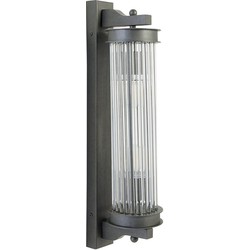 Wandlamp glazen buis metaal grijs