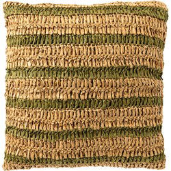 Dutch Decor ANTONY - Sierkussen 45x45 cm - strepen van raffia - Olive Branch - groen en bruin - Dutch Decor