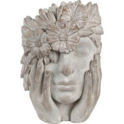 Clayre & Eef Bloempot Binnen Vrouw 27x22x31 cm Grijs Steen Plantenpot