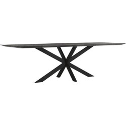 DTP Home Dining table Curves rectangular BLACK,78x260x100 cm, recycled teakwood