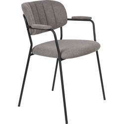 Housecraft Living Jolien Eetkamerstoelen armleuning Zwart/Grijs - Set van 2