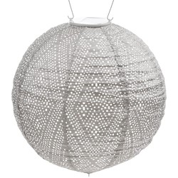 Lumiz Solar Buitenlampion Ikat Rond - Solar Tuinverlichting - 30 cm - Licht Taupe