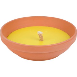 Citronella kaars in terracotta schaal - 2x - 23 cm - 15 branduren - citrusgeur - geurkaarsen