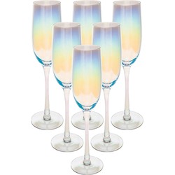 Set van 24x champagneglazen/flutes parelmoer Fantasy 210 ml van glas - Champagneglazen