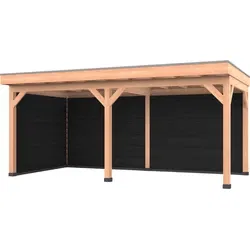 Douglas overkapping 600 x 300, met zwarte achterwand en zijwand, Westwood Comfort Green