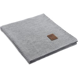 Knit Factory Jesse Gebreid Plaid - Woondeken - Kleed - Licht Grijs - 160x130 cm