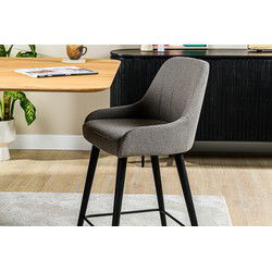 Barkruk Bouclé Grijs - Zithoogte 66cm - Modern - Stoel Timo