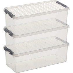 3x Kunststof stapelbare opbergbak 9,5 liter 48,5 x 19 x 14,7 cm - Opbergbox