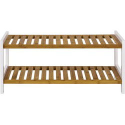 Schoenenrek van bamboe en witte decoratie - H34 cm