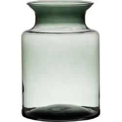 Grijze/transparante melkbus vaas/vazen van glas 20 cm - Vazen