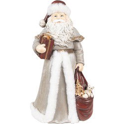 Clayre & Eef Beeld Kerstman Grijs Polyresin