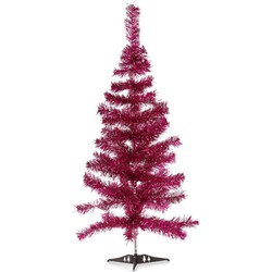 Krist+ Kunst kerstboom - folie - roze - 90 cm - Kunstkerstboom