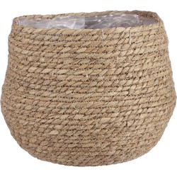 Mica Decorations Bloempot - rotan - naturel - jute - 24 x 26 cm - Plantenpotten