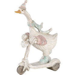 Clayre & Eef Beeld Gans Wit Blauw Kunststof