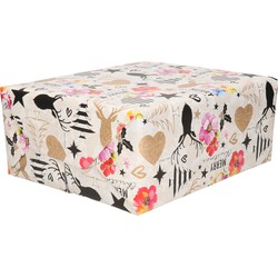 1x Rollen inpakpapier/cadeaupapier Kerst wit/gekleurde Kitsch print 250 x 70 cm luxe kwaliteit - Cadeaupapier