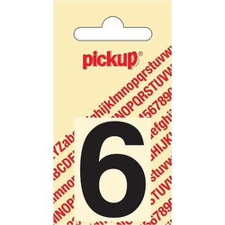 Plakcijfer Helvetica 40 mm Sticker zwarte cijfer 6 - Pickup