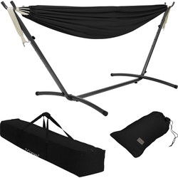 XXL hangmat met stalen frame tot 250 kg zwart incl. draagtas ML-Design
