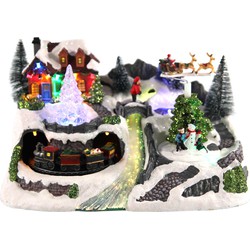 Kerstdorp met beweging/muziek LED 30x19,5x18,5cm 3xAA - HIT