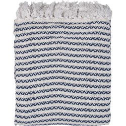 Clayre & Eef Plaid Beige Blauw Katoen Zigzag
