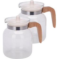 Excellent Houseware set van 2x stuks glazen theepot met infuser 1,5 liter - Theepotten