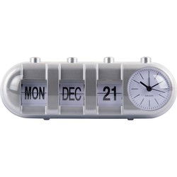 Karlsson - Wekker Retro Tube Calendar Flip - Zilver