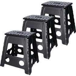 Benson Opvouwbaar krukje - 3x stuks - zwart - 39 cm - tot 120 kg - Huishoudkrukjes