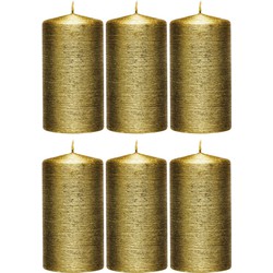 6x Kaarsen creme goud 7 x 13 cm 25 branduren sfeerkaarsen - Stompkaarsen