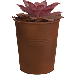 Sunnydays Emmer/plantenpot - zink - roestbruin - D20 x H22cm - IJzeren emmer / teil