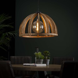 Hoyz - Hanglamp - Gebogen houten spijlen Ø60 -  Mango naturel