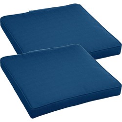 Set van 4x stuks stoelkussens voor binnen en buiten in de kleur blauw 40 x 40 x 4 cm - tuinstoelkussens