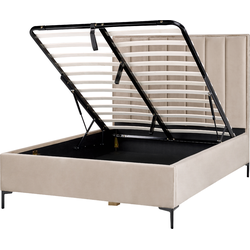 Beliani SEZANNE - Tweepersoonsbed-Beige-Fluweel