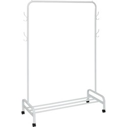 5Five Mobiel kledingrek - metaal - wit - met wieltjes - 118x45x160 cm - Kledingrekken