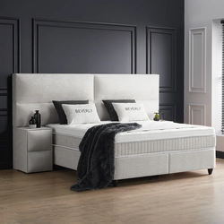 Boxspring bed met opbergruimte - 160x200 cm - Wit - Beverly Inclusief 32 cm matras en topper