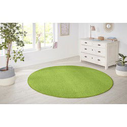 Rond Laagpolig Effen Uni Vloerkleed - Nasty - Groen - 133cm rond Ø