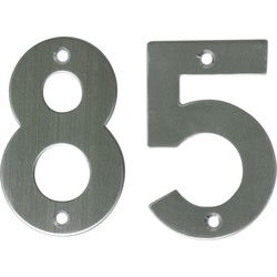AMIG Huisnummer 85 - massief Inox RVS - 10cm - incl. bijpassende schroeven - zilver - Huisnummers