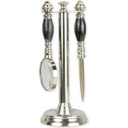 A MAGNIFYING-GLASS AND LETTER KNIFE ON STAND